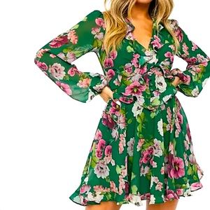 Bardot Bambi Green Floral Dress